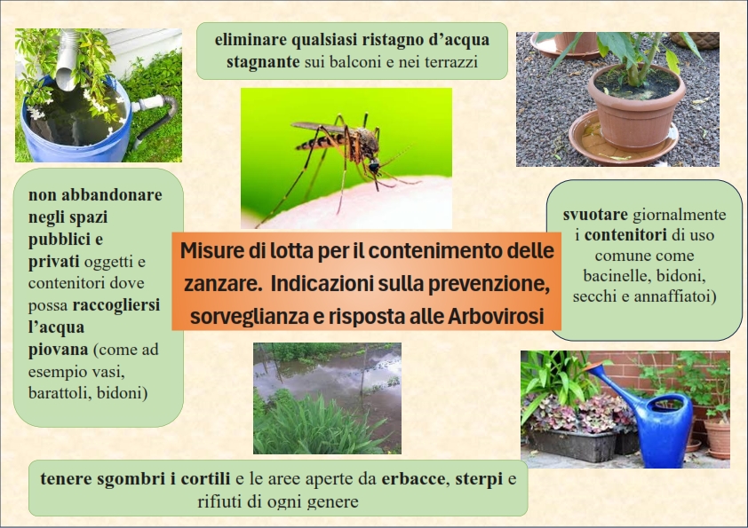 Misure di lotta per il contenimento delle zanzare. Indicazioni sulla prevenzione, sorveglianza e risposta alle Arbovirosi.